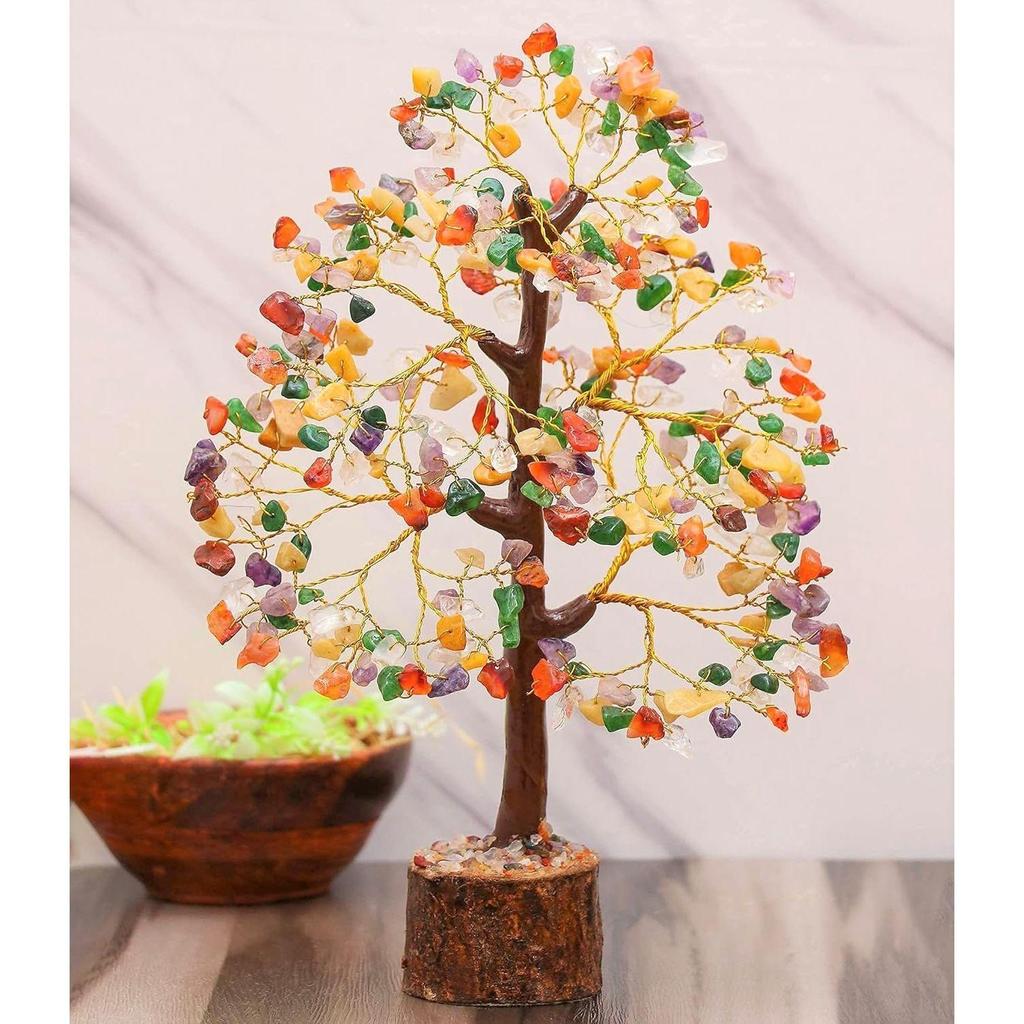 Рождественские украшения Микс Дерево из чакровых драгоценных камней Фэн-шуй фигурка Денежный бонсай Удача Рейки Исцеляющие кристаллы Домашнее украшение