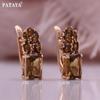 PATAYA Rose Gold Color Inlaid Camel-hued Color Artificial Zircon Earring Ring Combo Set