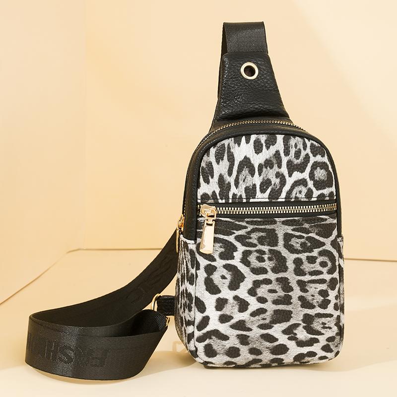 Нагрудная сумка с леопардовым принтом, женская сумка через плечо, контрастная по цвету сумка для мобильного телефона на плечо, маленькая сумка