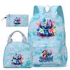 Stitch Kids Backpack Cartoon Student School Bag Lightweight Ergonomic Lunch Bag Pencil Case Toddler Boys Girls
