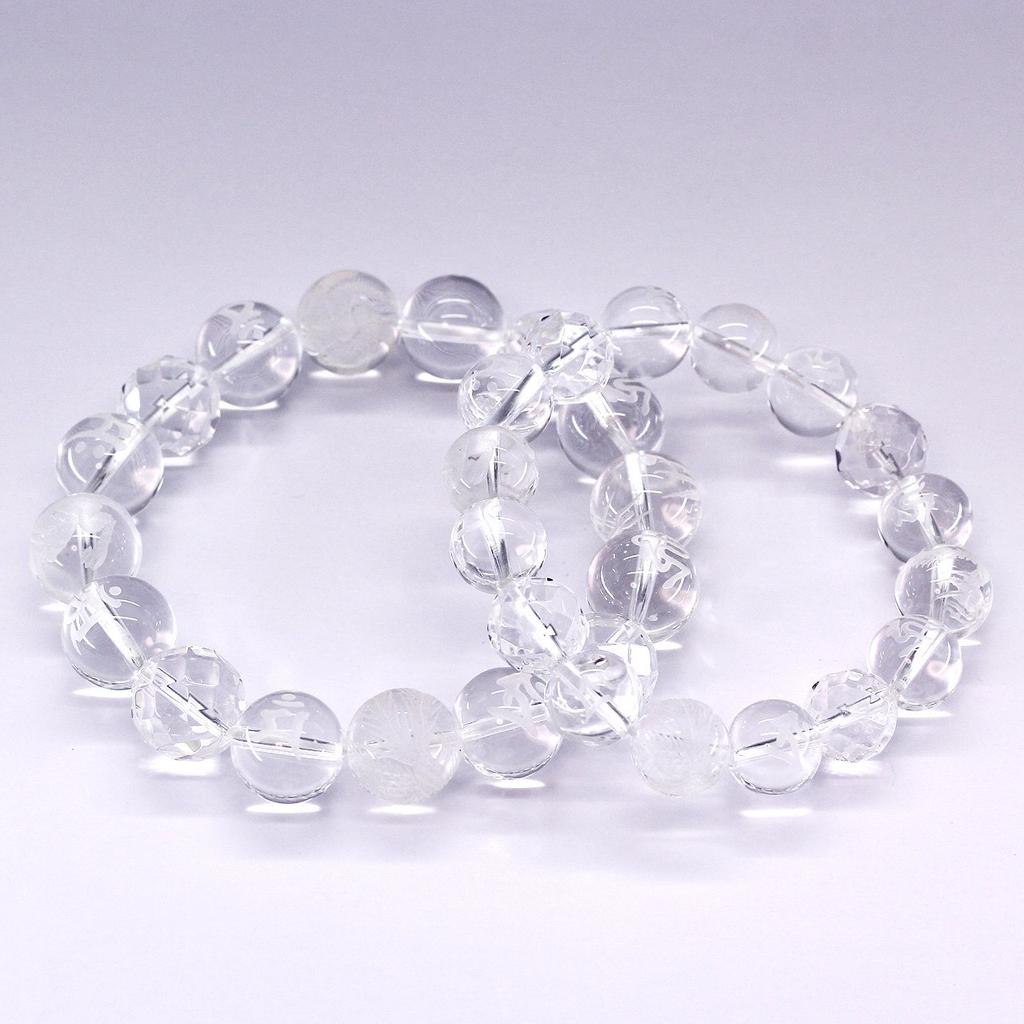 Натуральный камень, резной Четыре Божественных Зверя, хрусталь, необработанный, санскритский хрусталь, ограненный, хрустальные четки, амулет, пара, браслет, в подарок коробка из павловнии