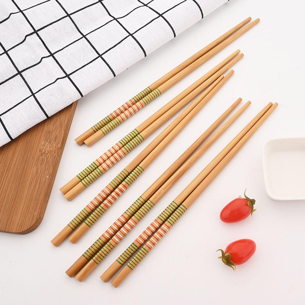 Многоразовый набор из 5 пар бамбуковых палочек ручной работы в японском стиле из натурального дерева, палочки для еды, суши, еды, кошек, цветов, разноцветные деревянные палочки для еды