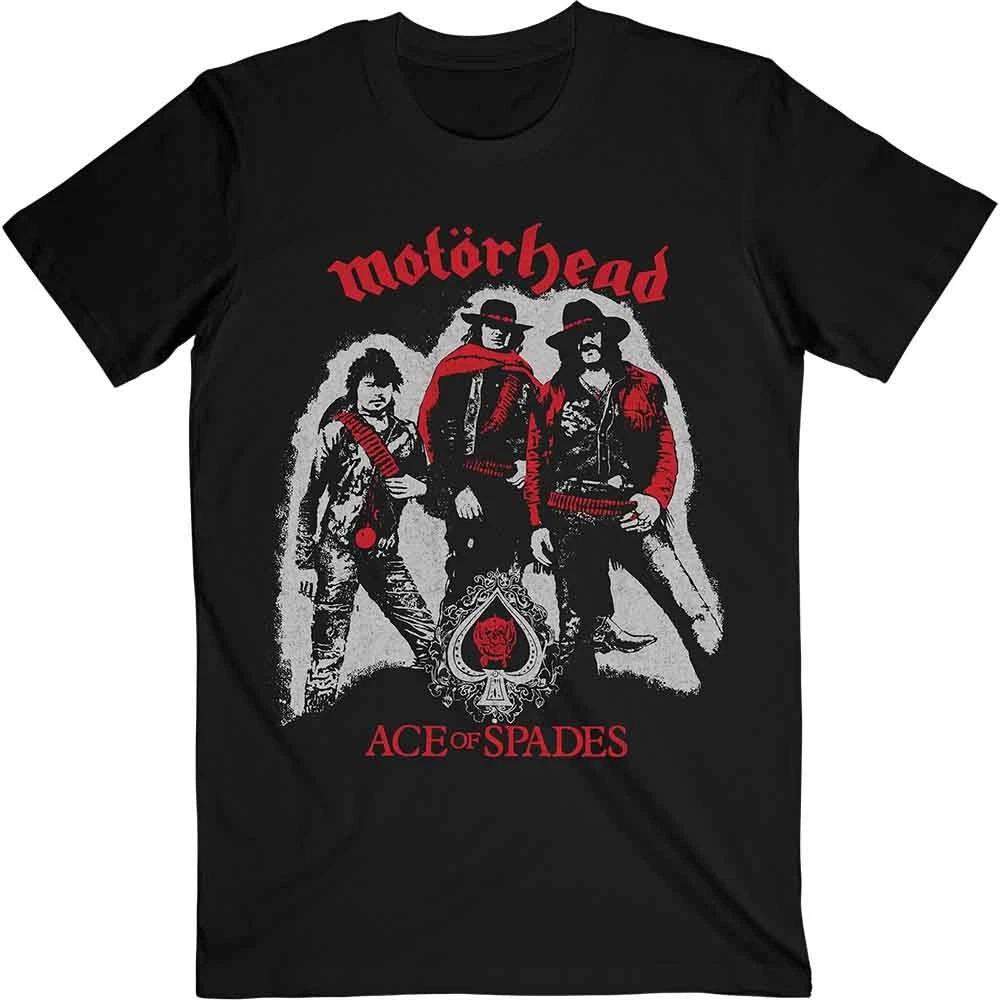 Motorhead T Shirt Ace of Spades Cowboys Band Logo new Official Mens Black