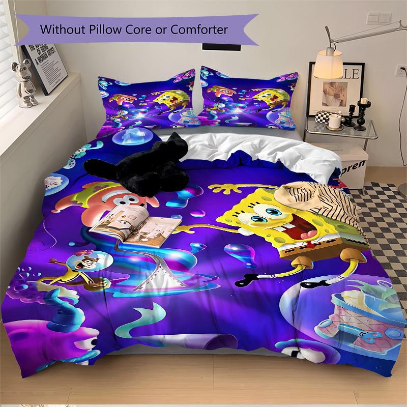 3pcs SpongeBob SquarePants Duvet Cover Set - Soft & Breathable Bedding, Includes 1 Duvet Cover and 1/2 Pillowcases (No Insert) yy251107187
