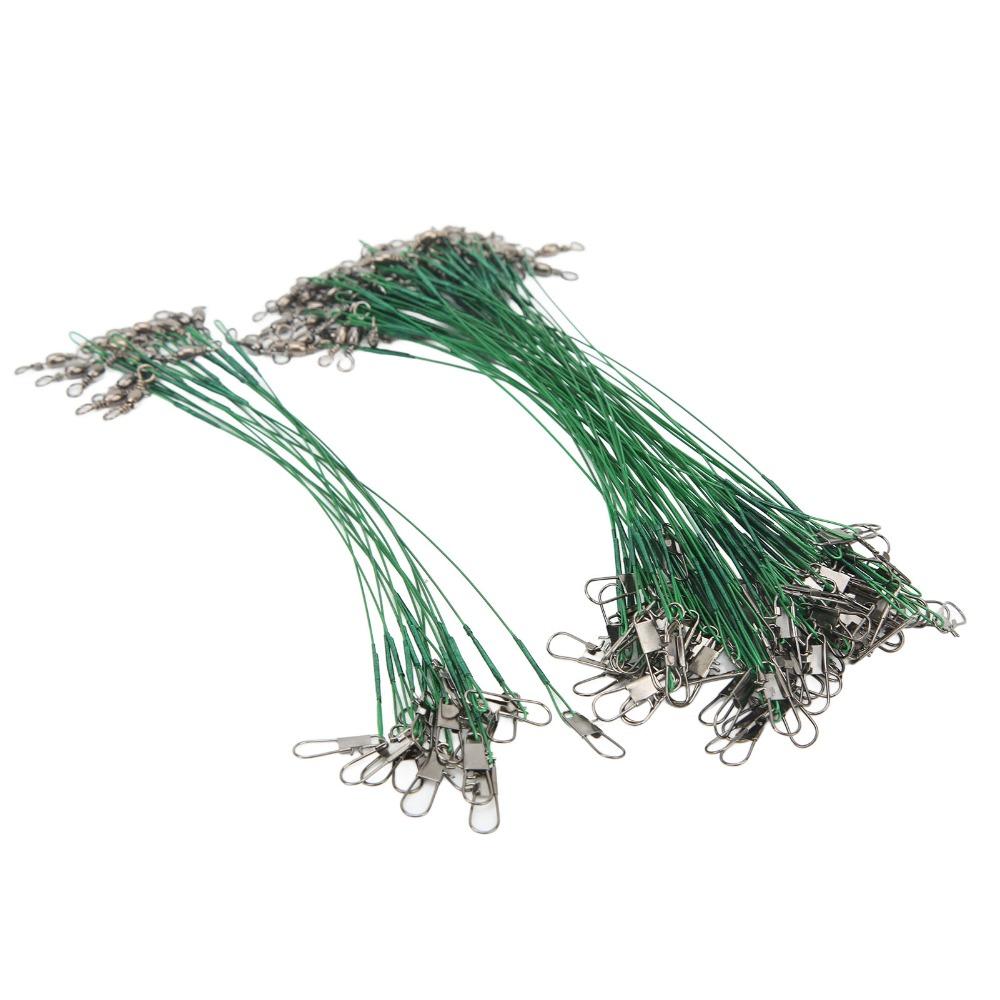 100PCS Steel Wire Leaders with Snaps Leader Wire Portable Fishing Wire Leaders Fishing Accessories