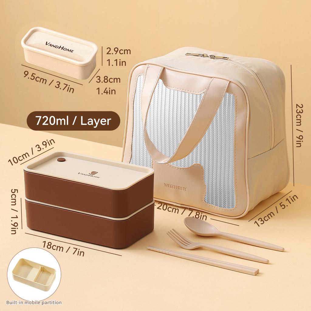 WORTHBUY Portable Divided Plastic Bento Lunch Box With Lid Microwave Heatable Stackable Sealed Lunch Contianer For Students Kids