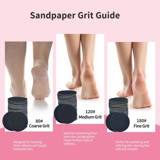 60 шт. сменной наждачной бумаги для электрического устройства для удаления мозолей на ногах, сменные диски для наждачной бумаги зернистостью 80/120/180, аксессуары для набора для удаления мозолей