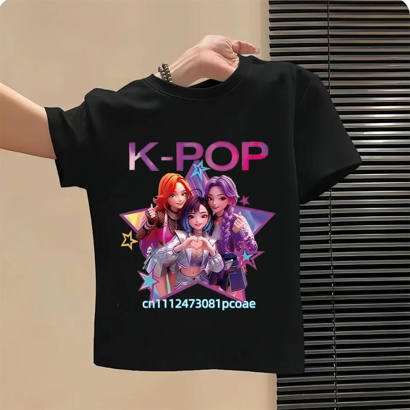 Kpop Childrens T Shirt Cartoon Graphic Short Sleeve Summer Comfortable Top Funny Gift for Fans Harajuku TShirts Girls Clothes