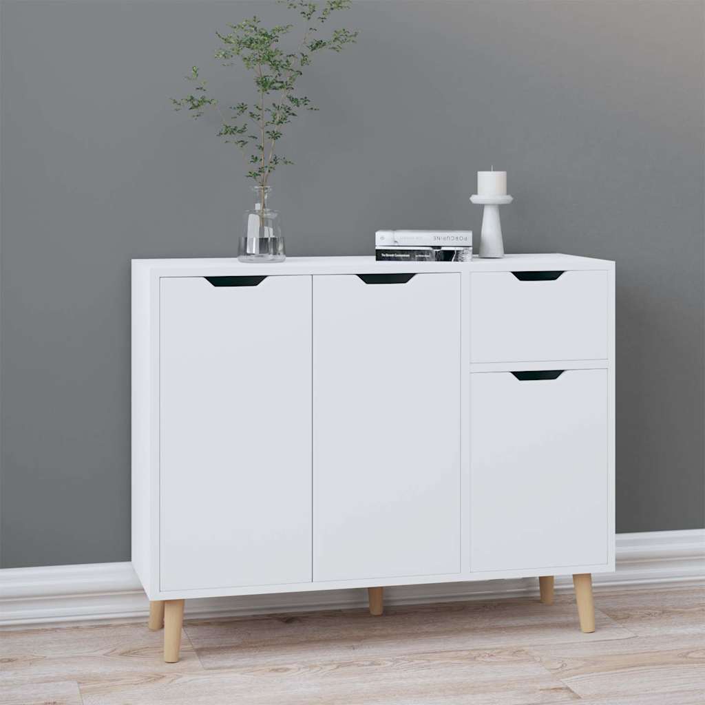 Szafka, Biała Z Połyskiem, 90X30X72 Cm, Materiał Drewnopochodny