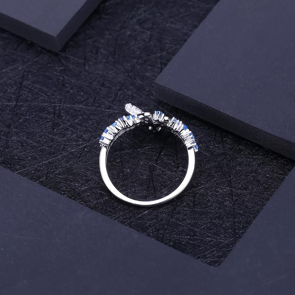 Оригинальное дизайнерское кольцо с цветным драгоценным камнем, высококачественное, элегантное, индивидуальное и роскошное серебряное кольцо S925 с инкрустацией швейцарского синего цвета.