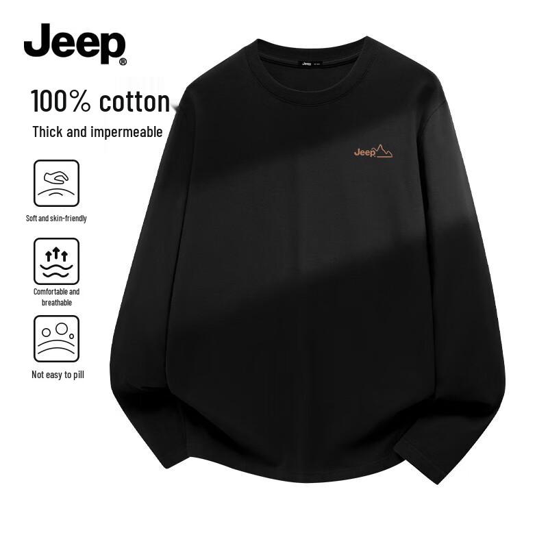 Jeep Мужская футболка с длинным рукавом из чистого хлопка