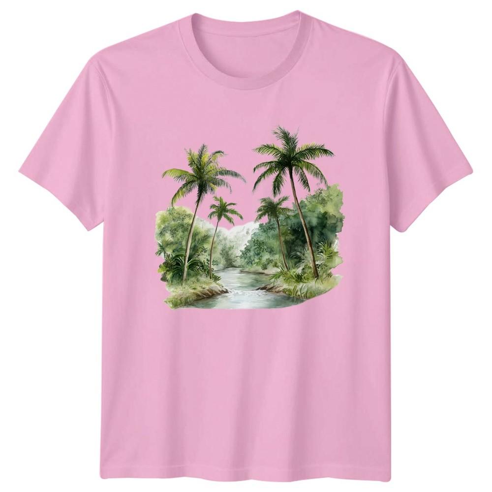 Tropical River Palm Trees Nature Landscape Unisexs TShirt Unisexs Tee Graphic Shirt