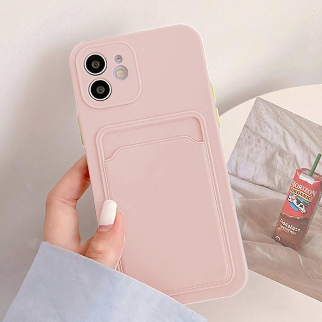 Card Bag Phone Case For Iphone 11 12 13 Pro Max Xr X Xs Max 7 8plus Se 2020 12 12 Pro Soft Silicone Wallet Card Holder Cover