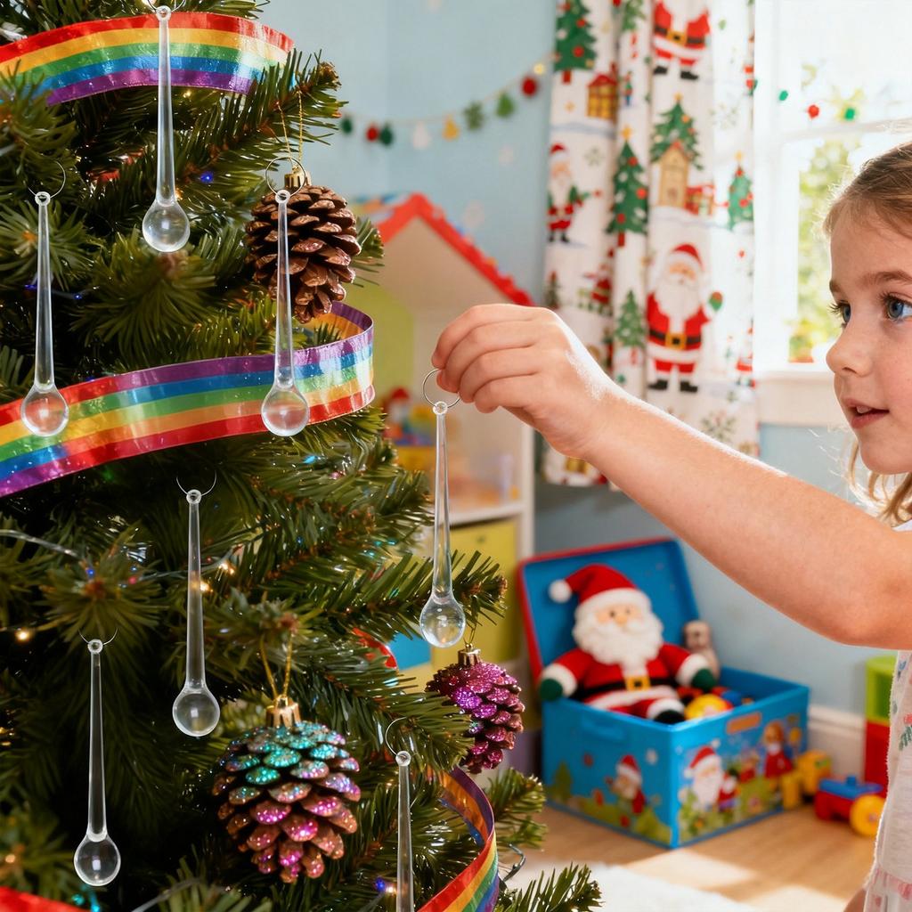 Прозрачные рождественские украшения, хрустальные подвески и капли для люстры, подвесные украшения для центра стола, украшения в форме капель