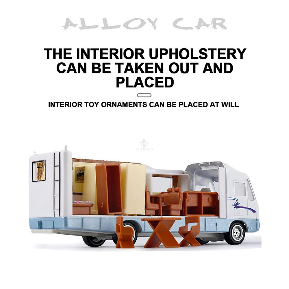 1/32 крутой мини-дом на колесах, игрушечный литой автомобиль для отдыха с откатным механизмом для детей
