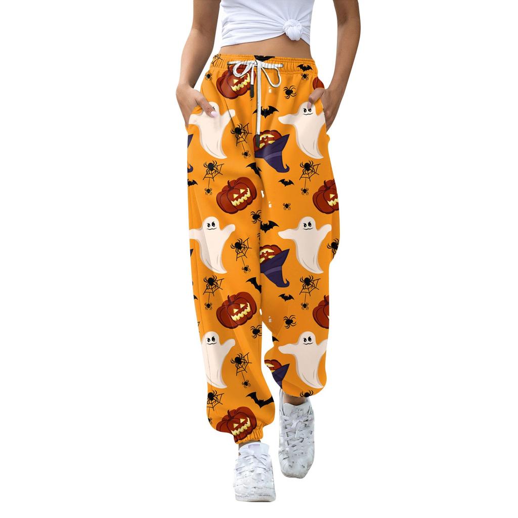 Women's Casual Pants Print High Waist Drawstring Sweatpants With Pockets
