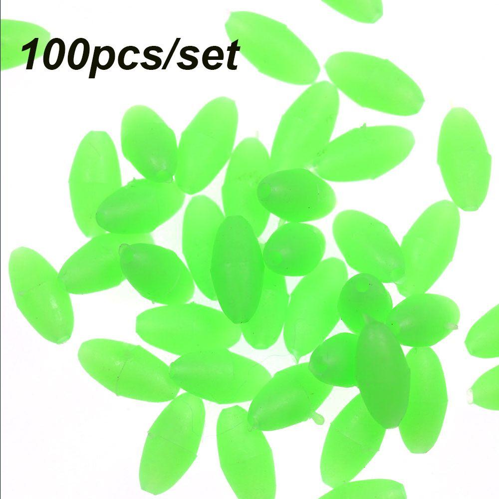 100 ШТ. Ночные Морской Зеленый Новые Стопоры Рыболовные Овальные Поплавки Бусины Светящиеся Шарики Светящийся Свет