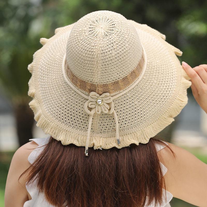 Cotton and Linen Foldable Hat for Women Summer Sun Shading and Sun Protection Hat Women's Large Eave Beach Cooling Hat Basin Hat