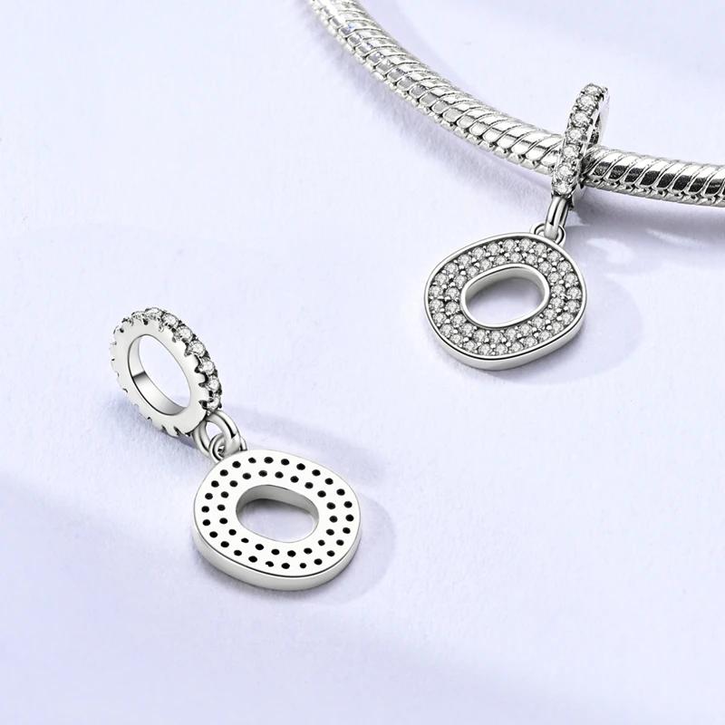925 Silver Simple A-Z White Zircon 26 Letters Charms Beads Fit Bracelet Women Jewelry DIY Birthday Anniversary Gift