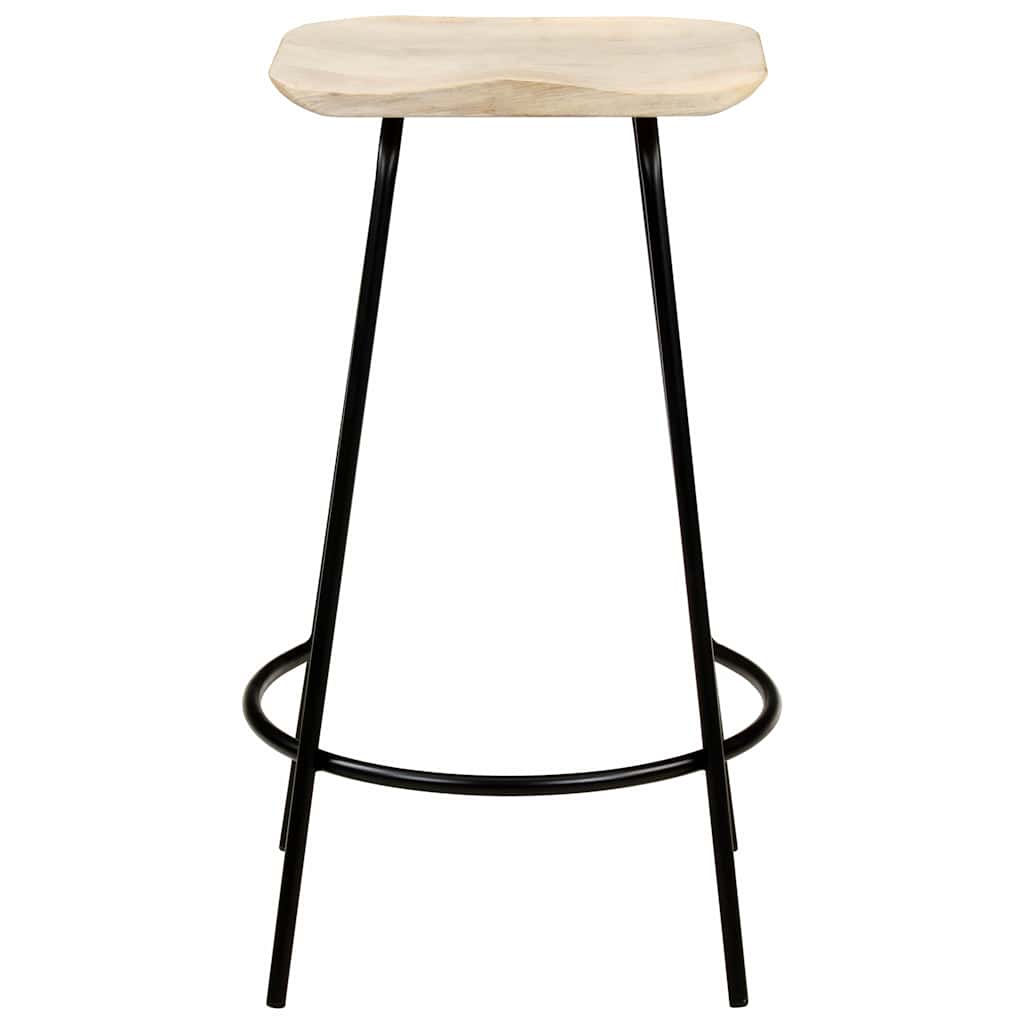 Bar Stool Set of 2 Solid Mango Wood