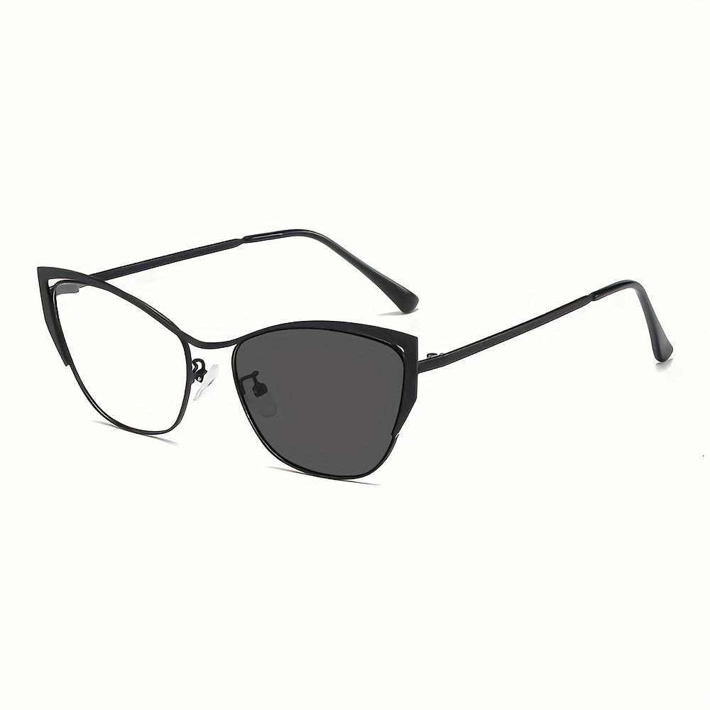 1Pcs 1 New Personalized Metal Cat Eye Frame For Men And Women Fashionable Trendy Glasses Light Pigment Lens