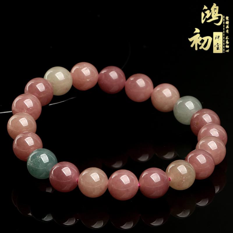 Hongchu Crystal Natural Milkshake Tourmaline Bracelet Fashionable Old Mine Watermelon Pink Tourmaline Jade Bracelet