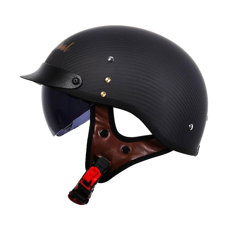 Carbon Fiber Half Face Motorcycle Helmet With 3C Certification Men Women Riding Scooter Commute
