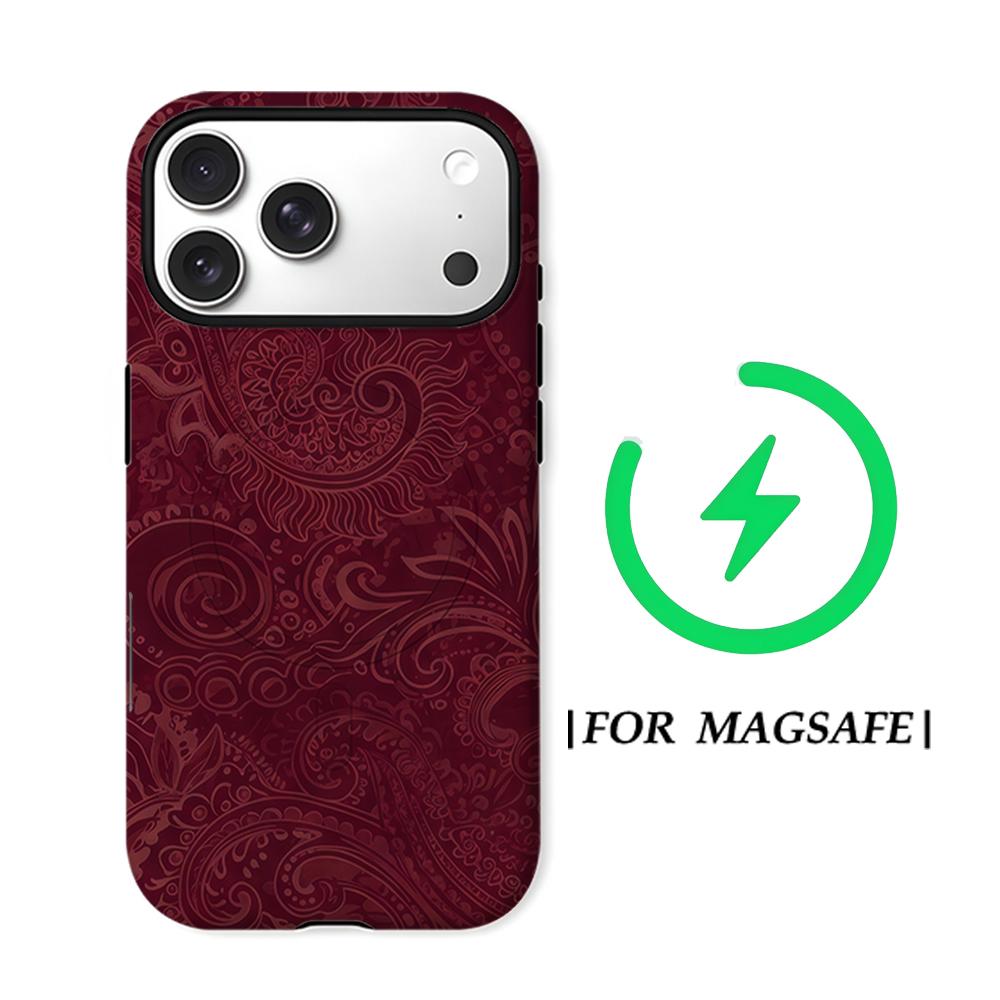 CaseLumi Матовый Бампер для Magsafe Чехол для IPhone 17 16 15 14 Plus 13 Pro Max Ударопрочный Жесткий ПК Бордовые Сердечки Чехол