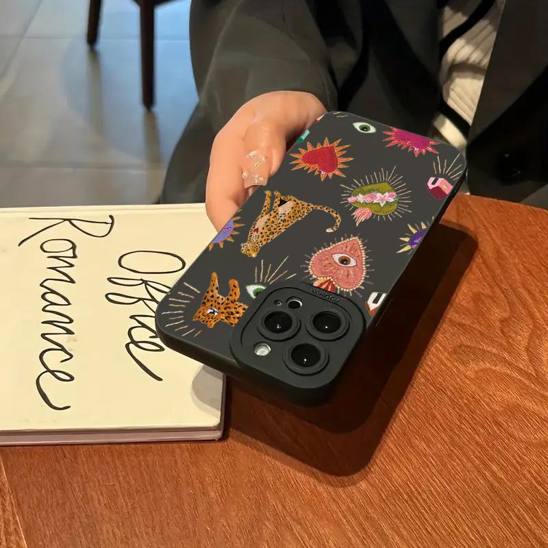 Floral Leopard Eyes Phone Case For iPhone 11 12 13 14 15 16 Pro Max 7 8 Plus 16E XR X XS SE Shockproof Silicone Soft Cover