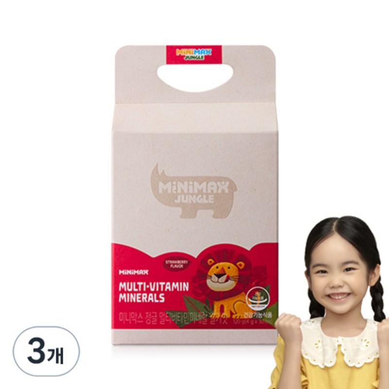 Mini Max Jungle Multivitamin Mineral Strawberry Flavor 120g, 30 Tablets, 3 Units