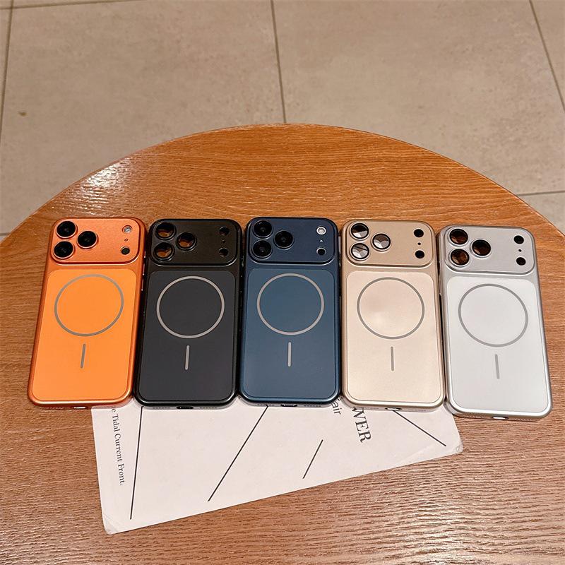 Матовый магнитный чехол для iPhone 17 Pro Max, противоударный, с большим прозрачным окном