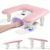 Adjustable Height U-shaped Manicurist Armrest, Equipped with Ergonomic Microfiber Arm Rest - Formaldehyde-free, Pink Hand Rest