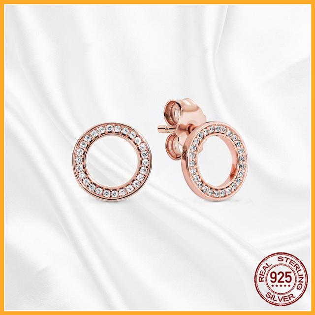 Аутентичные серьги-гвоздики из стерлингового серебра 925 пробы Plata De Ley, модные серьги-гвоздики для женщин, оригинальные сверкающие Pav Day, специальный подарок