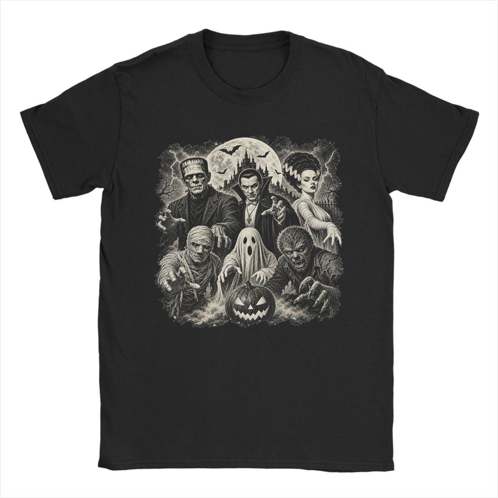 Halloween Frankenstein Monsters T Shirt Summer Vintage Tshirts Cotton Leisure Tshirt For Unisex Shortsleeve Design Clothes