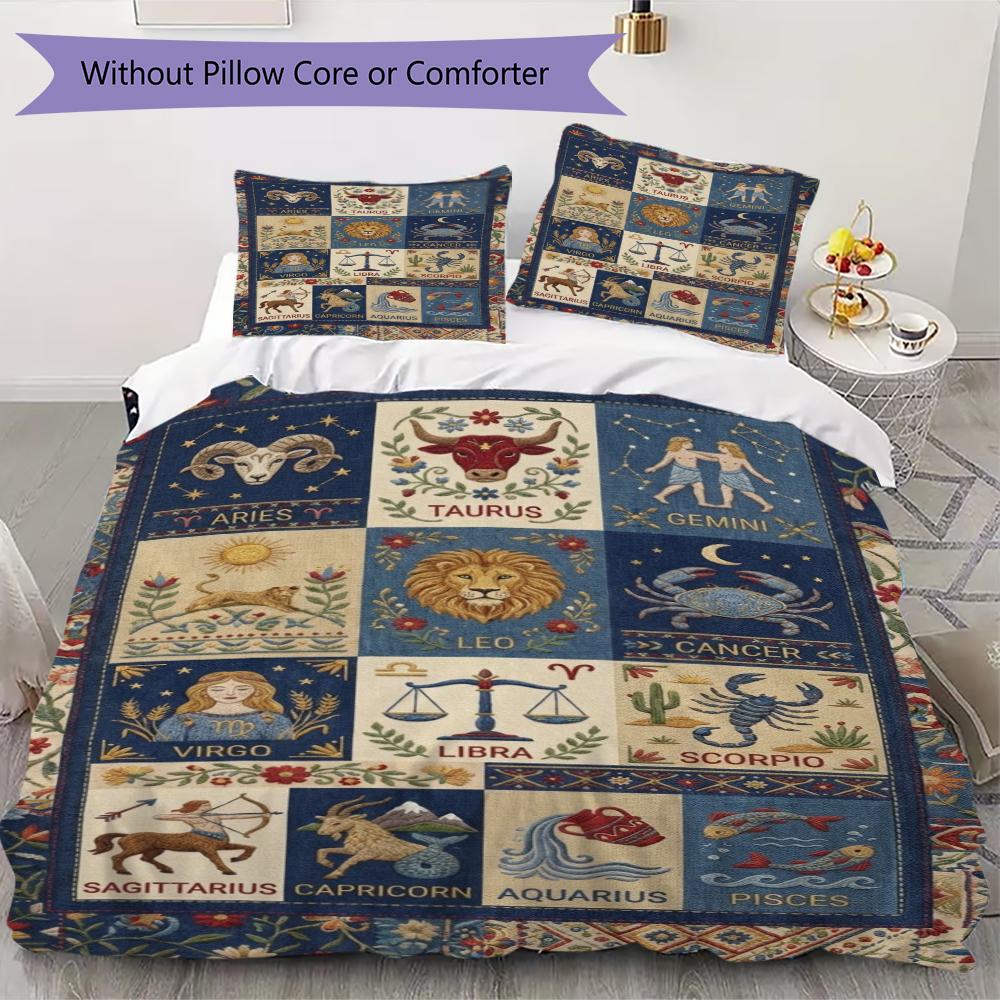 constellations Pattern Bedding uilt Set uilt Cover Pillowcase Home Decoration Birthday Gift (1 * duvet cover + 2 * pillowcase without core)150