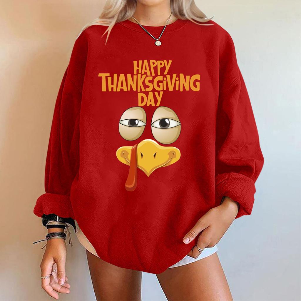 Женская мода повседневная толстовка с длинным рукавом и принтом ко Дню благодарения