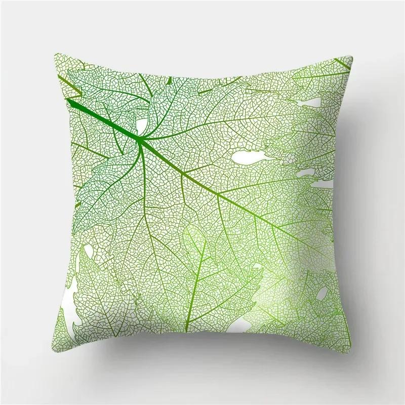 Green Plant Leaf Pattern throw pillow cover with short plush print for living room sofa decoration cushion cover pillow covers