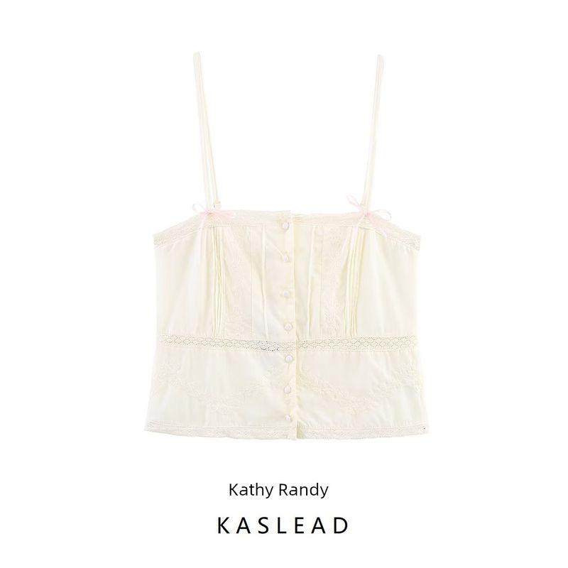 Kaslead New Women Clothes Western Style Bowknot Decoration Embroidery Sling Top 0881023 712