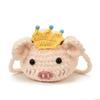 Cute Pig Knit Tote Bag With Canvas And Seaming Details For Urban Streetwear Style