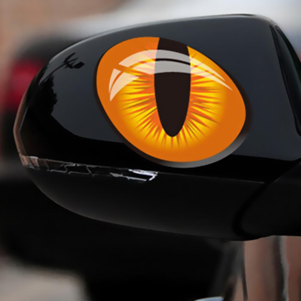 2Pcs 3D Funny Cat Eyes Car Sticker Cute Simulation Reflective Auto Decal Rearview Mirror Window Cover Decoration Exterior Accessories
