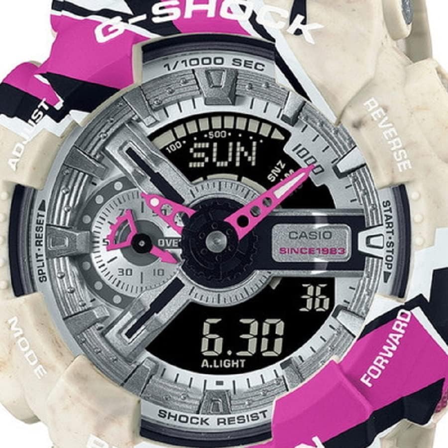 Casio Мужские часы G-SHOCK серии 110 Street Spirit, Бежевый, Серебристый, Розовый, Многоцветный, GA-110SS-1A
