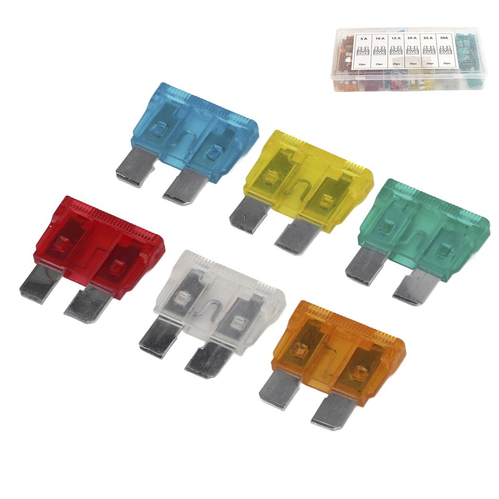 200pcs Car Blade Fuses Set 5A 10A 15A 20A 25A 30A Flat Fuse Assortment Kit Universal for Motorcycle RV Truck Boat
