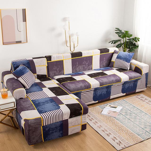 Чехлы для диванов L-образной формы с принтом, защита для дивана в гостиной, эластичные эластичные чехлы против пыли для углового дивана, чехол