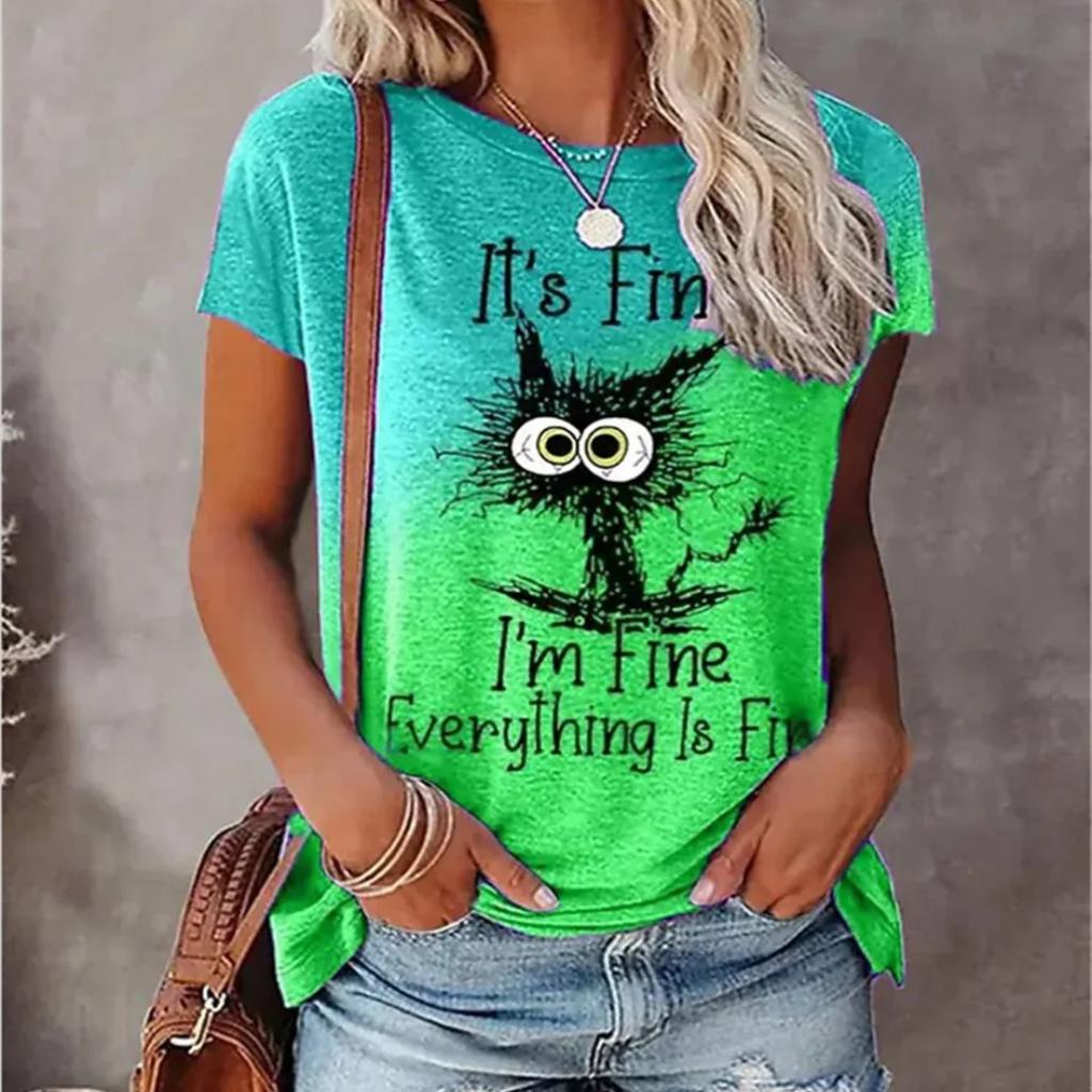 Summer New Fashion Women's Clothing 3d Print T-shirt Daily Wear Top's Shirt Casual Simple Letter T Regular Shirt Streetwear