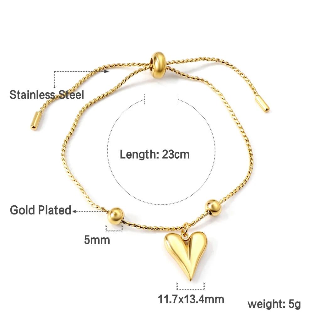 LUXUSTEEL браслет-подвеска в виде сердца и монеты из нержавеющей стали для женщин и девочек, золотой цвет, кубинский браслет-цепочка, ювелирное изделие, подарок 20 см
