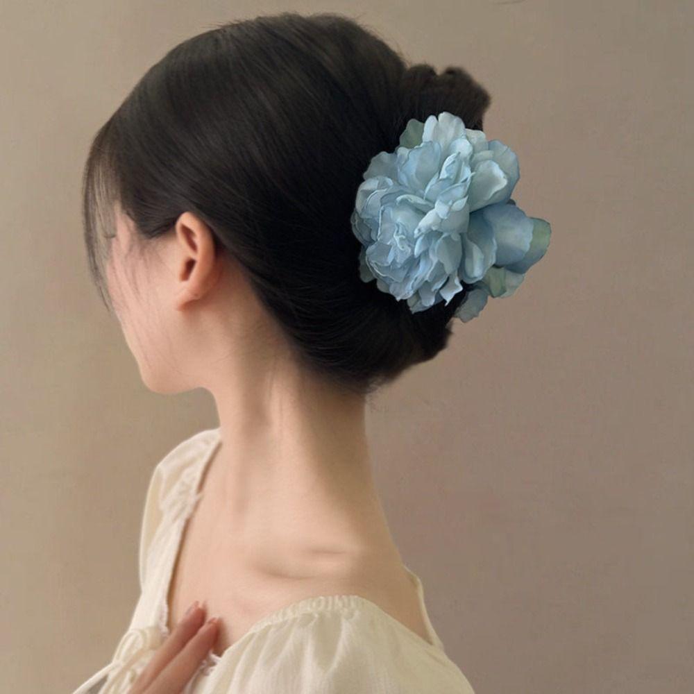 Hairpin Peony Flower Hair Claw Cloth Large Shark Clip Creative Artificial Flower Claw Clip Hanfu