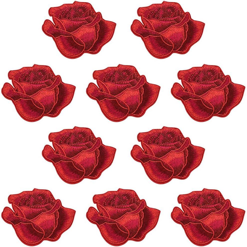 5 шт. наклеек с красной розой, нашивки для одежды, шляп, обуви, вышитые аппликации для ремонта своими руками