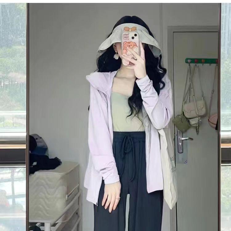 Женская куртка Ice Silk Sun Protection Jacket 2024 года — летняя однотонная, дышащая, легкая и свободная