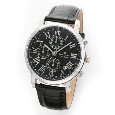 Оригинальные наручные часы Salvatore Marra SM22103-SSBK, Водонепроницаемые, Отображение даты, Кожаный ремешок, SSBK [Параллельный импорт]