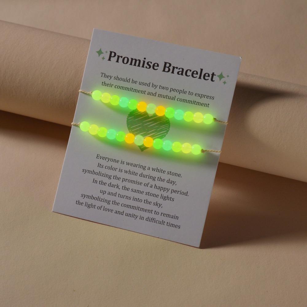 2Pcs/Set Glow in The Dark Luminous Bracelet Friendship Couple Bracelet Fashion Beads Braided Rope